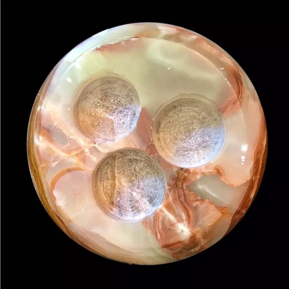 Set 2 Green Onyx Calcite Triple Tea Light Candle Holders Round 6” Stone Pakistan - Picture 10 of 16